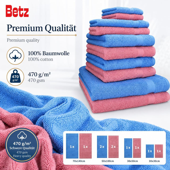 Betz 10-TLG. Handtuch-Set Classic 100% Baumwolle 2 Duschtücher 4 Handtücher 2 Gästetücher 2 Seiftüch