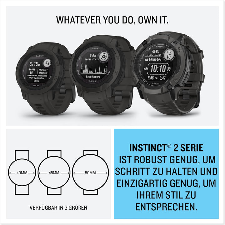 Garmin Instinct 2X Solar 50mm - GPS-Smartwatch mit unendlicher Akkulaufzeit im Smartwatch-Modus, übe