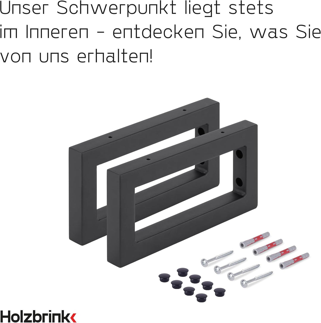 HOLZBRINK 2 Stück Wandkonsole Schwarz für Waschtisch, 350x150 mm, Design und stabil Waschtischhalter