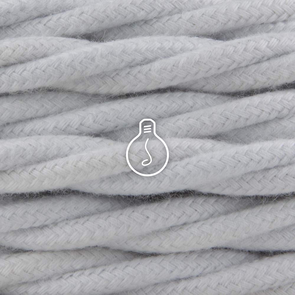 Amarcords - Textilkabel für Lampen WEISS, geflochten, Baumwolle, 5 Meter, mit 2 Leiter 2x0,75 - Stof