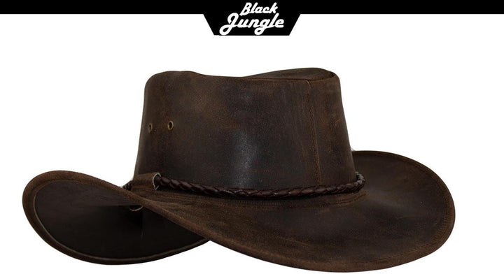 Black Jungle Kimbolton Lederhut, Westernhut, Australienhut, Cowboyhut XS Braun, XS Braun