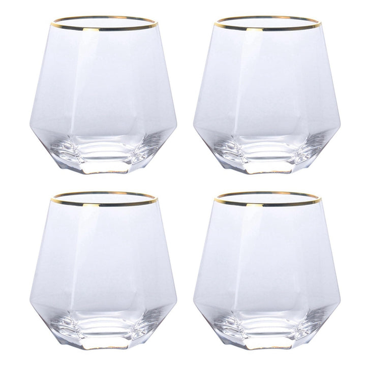 300ml Diamant Whiskey Gläser 4/6 Set, Klar Geometrisch Modisch Wasser Saft Tumbler Gekippt Scotch Gl