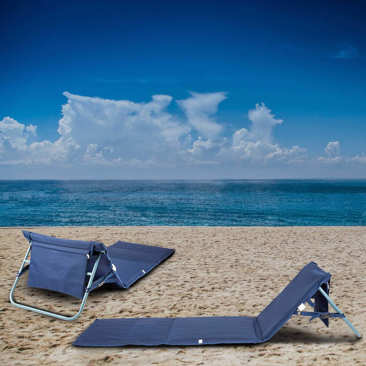 ONVAYA Premium Strandmatte 2cm gepolstert mit Rückenlehne | Strandliege faltbar | Strandmatratze | S