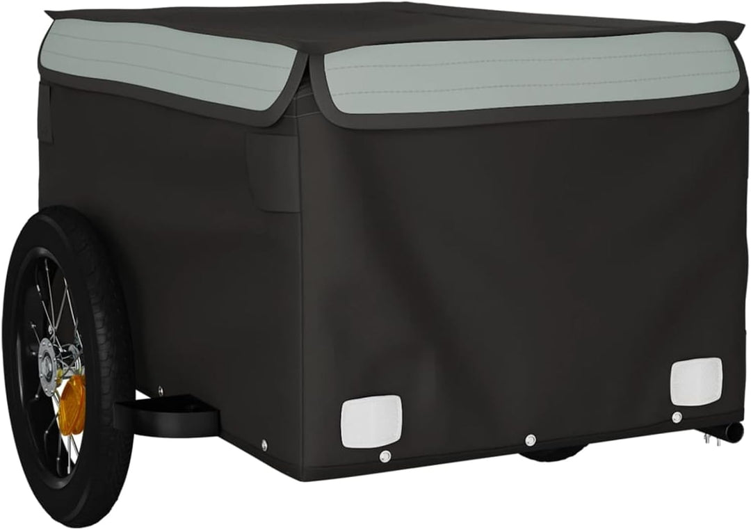 Fahrradanhänger 30kg Eisen Schwarz-Orange | Robustes Eisengestell, hohe Stabilität, wetterfest Grau,