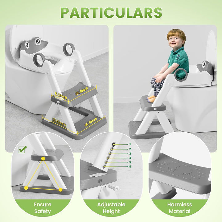COOSEYA Kinder Toilettensitz,Toilet Training Ladder, Toilettentrainer Toilettensitz für Kleinkinder,