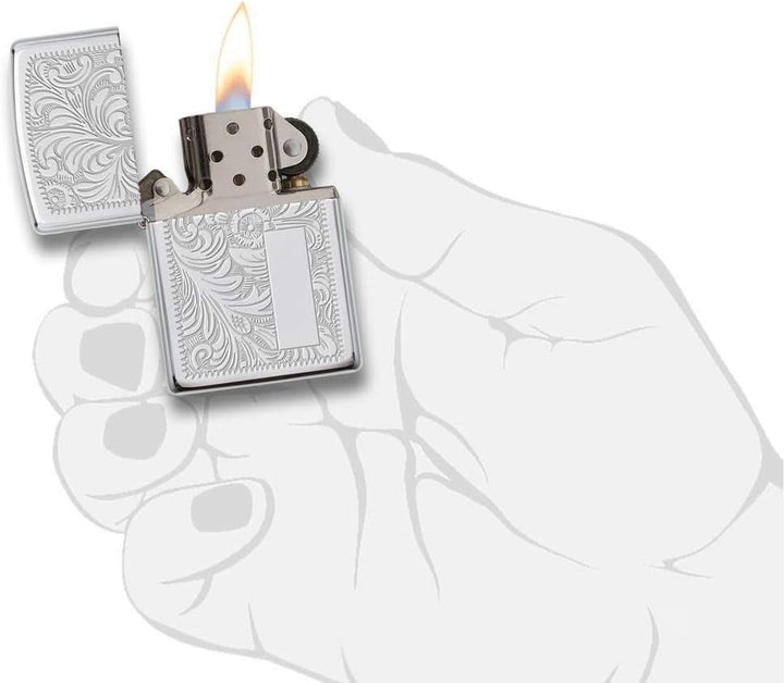 Zippo 352 60000813 Venetian Chrome Feuerzeug, Messing, Silber, 5, 5cm