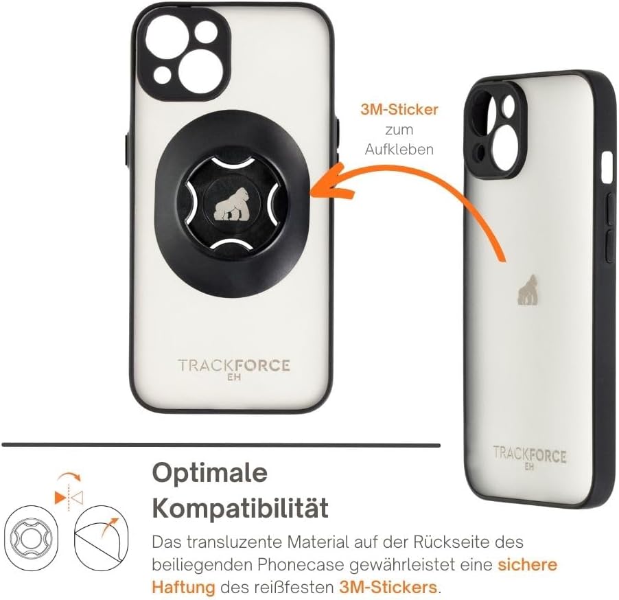 TRACKFORCE - 360° iPhone 12 Pro Handyhalterung mit Vibrationsdämpfer - für Motorrad, Fahrrad & E-Sco