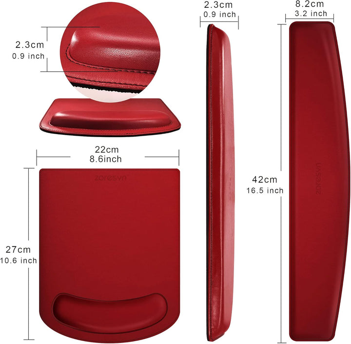 ZORESYN PU Leder Handgelenkauflage, Handballenauflage Mouse Tastatur Handgelenkstütze Set, Anti-Ruts