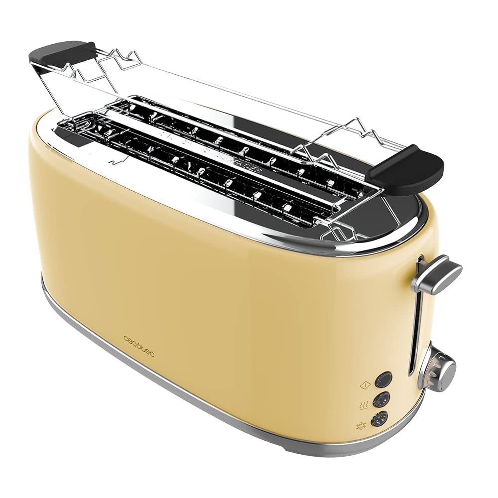 Cecotec Toaster Toast&Taste 1600 Retro Double Beige, 4 Scheiben, 1630 W, 2 Schlitze mit 3,8 cm Breit