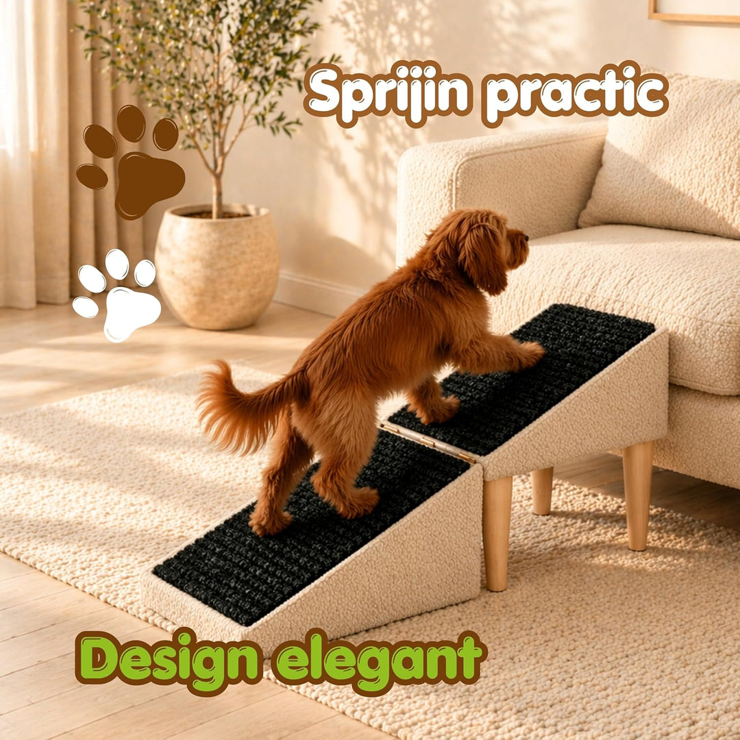 Outentin Hundetreppe Klappbar – rutschfeste Hunderampe &amp; Weiche Haustiertreppe für Kleine &amp; Grosse H