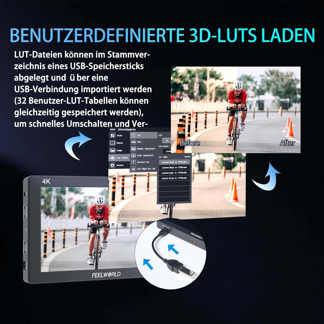 Feelworld T7PLUS Kamera DSLR Feld Monitor 7 Zoll 3D LUT Waveform Vector Scope 1920x1200 4K HDMI Bild