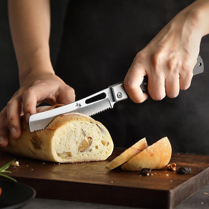 SENBON 440A Camping Brot Messer Edelstahl Sharp japanisches stil Falten Tragbare Reise Gebäck Kohlef