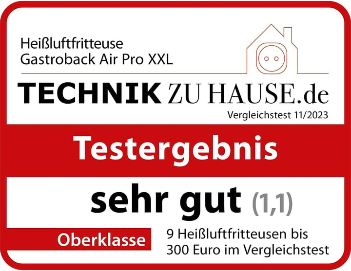 GASTROBACK #42583 Design Heissluftfritteuse Air Pro XXL, Air Fryer mit 6,5 Liter Füllvolumen, 8 vore