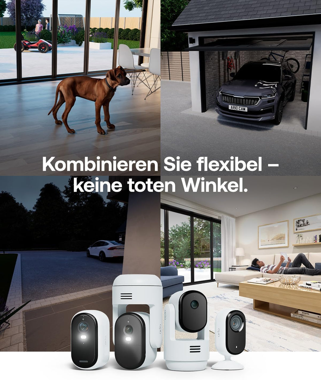 Arlo Essential 3 HD Überwachungskamera Aussen WLAN & 2 Solar Panel, Kabellos, 1080p Video, Farbnacht