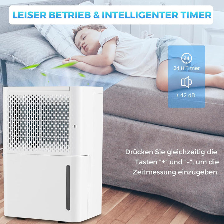 RELAX4LIFE Luftentfeuchter Elektrisch 12L/24h, Raumentfeuchter mit LED Display, Timer - Gegen Feucht