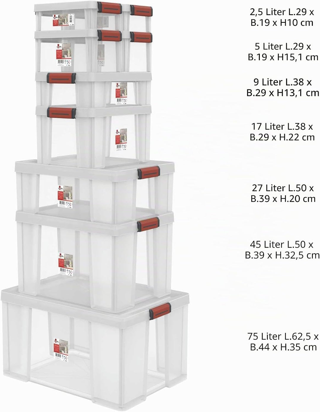 Sundis Behälter mit Deckel CLIP 'N STORE, 27L - Transparent mit Schnappdeckel, stapelbar, geeignet f