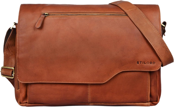 STILORD 'Marvin' Ledertasche Umhängetasche Modernes Vintage Design 15.6 Zoll Laptoptasche grosse Uni