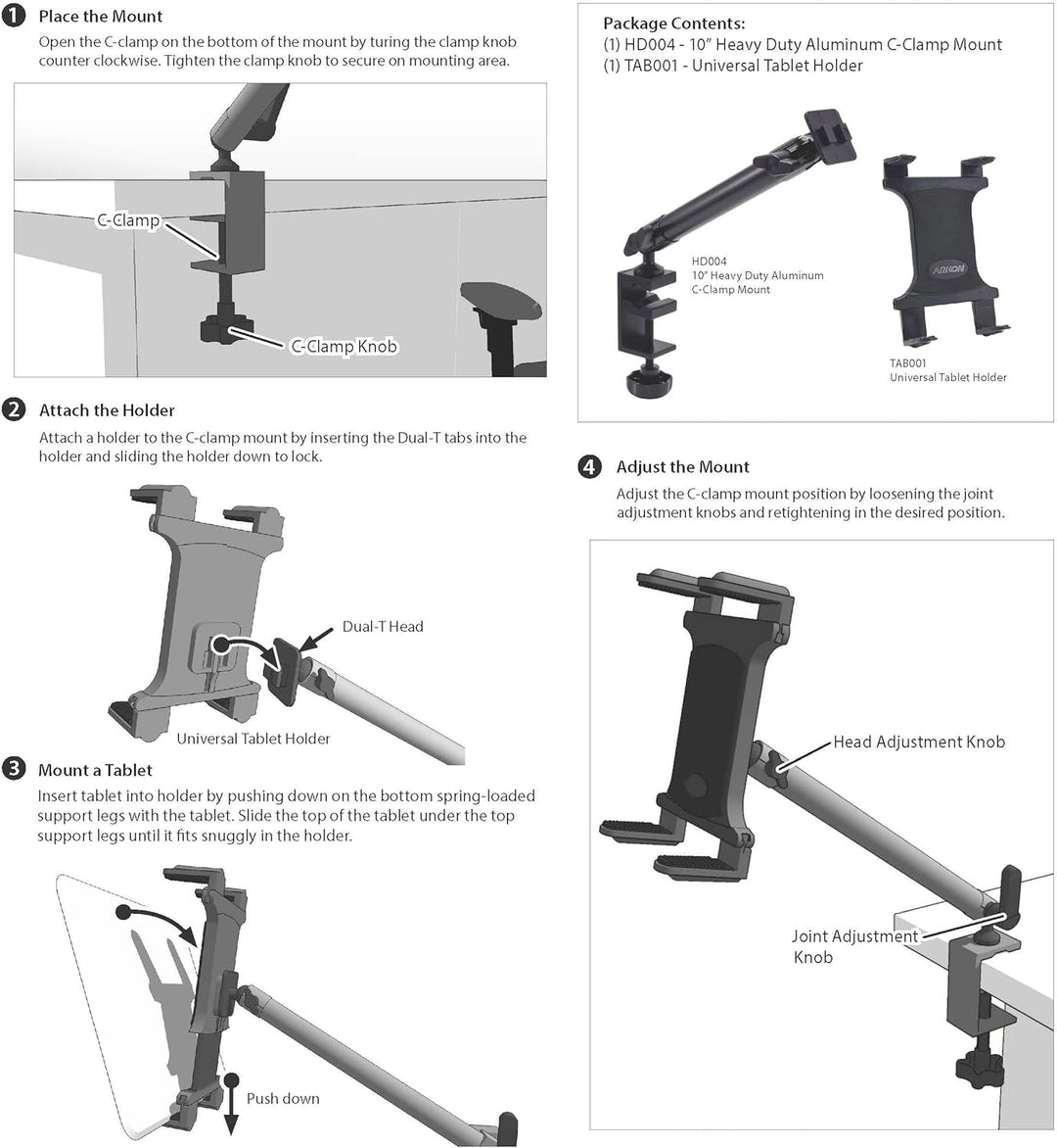 ARKON Robuste Tablet-Halterung für Schreibtische oder Laufbänder für iPad Pro, iPad Air, iPad Einzel