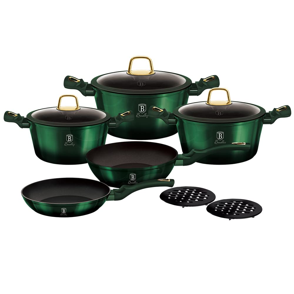 Berlinger Haus Emerald Collection 10 Stück Kochgeschirr Set, BH/6065 Emerald Edelstahl 18/8