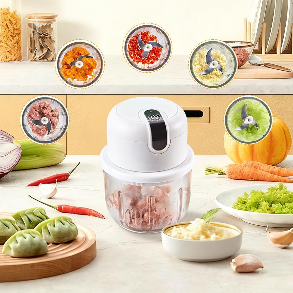 Zerkleinerer Elektrisch Mini, Zwiebel Zerkleinerer Elektrisch, Elektrischer Küchenzerkleinerer 350ml