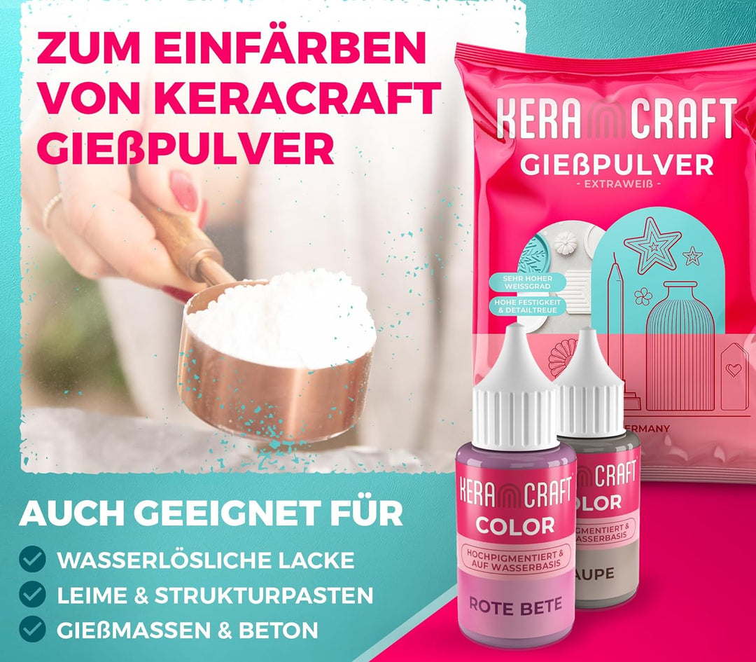 KERACRAFT Color 25ml - Farbpigmente für Giesspulver 10er Set