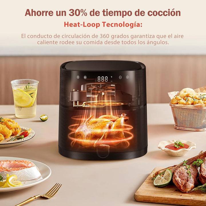 HAIMEEC Airfryer 6L, Heissluftfritteuse mit Sichtfenster, Fritteuse ohne Öl mit Shake-Reminder, Anti