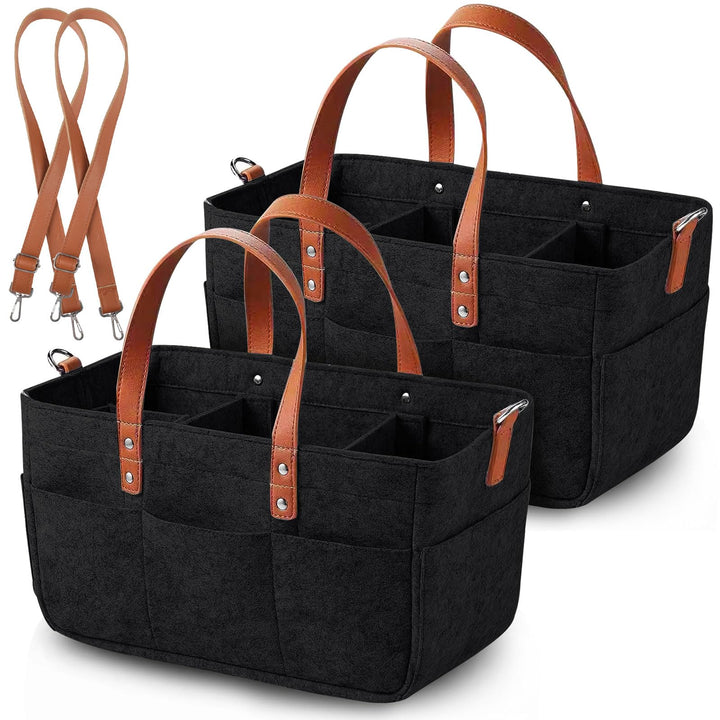 2er Filztasche Einkaufskorb, 16L Filztasche Einkaufstasche mit Fächern Shopper für Outdoor Trips, Pi