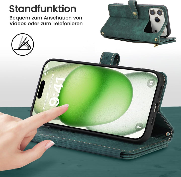 ZCDAYE Hülle für iPhone 17 Pro Max mit Band Handykette, Leder Handyhülle Handytasche mit Kordel Kart
