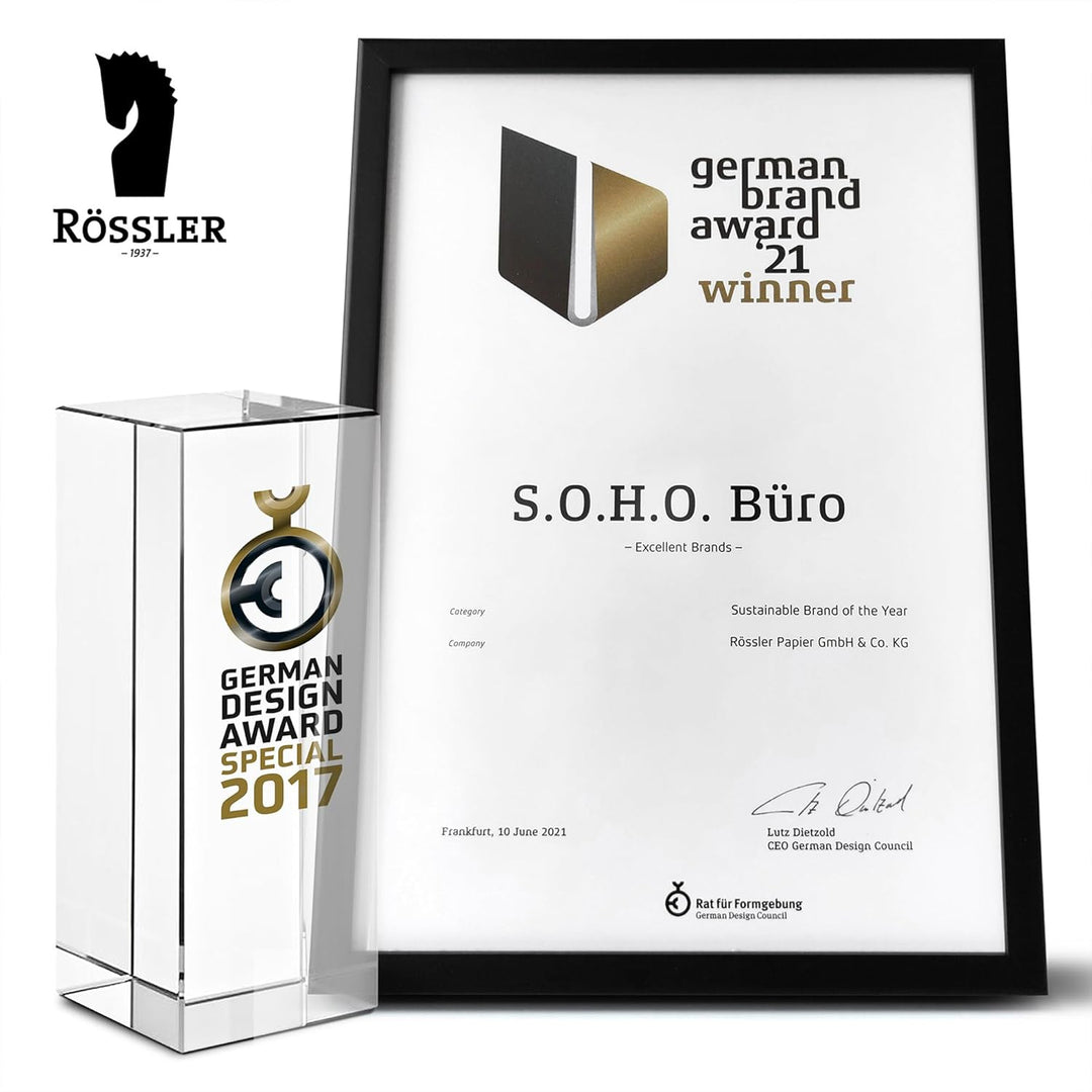 Rössler SOHO 3er Schubladenbox A4 aus Papier | Büro Organizer Schreibtisch| Schubladen Organizer Bür