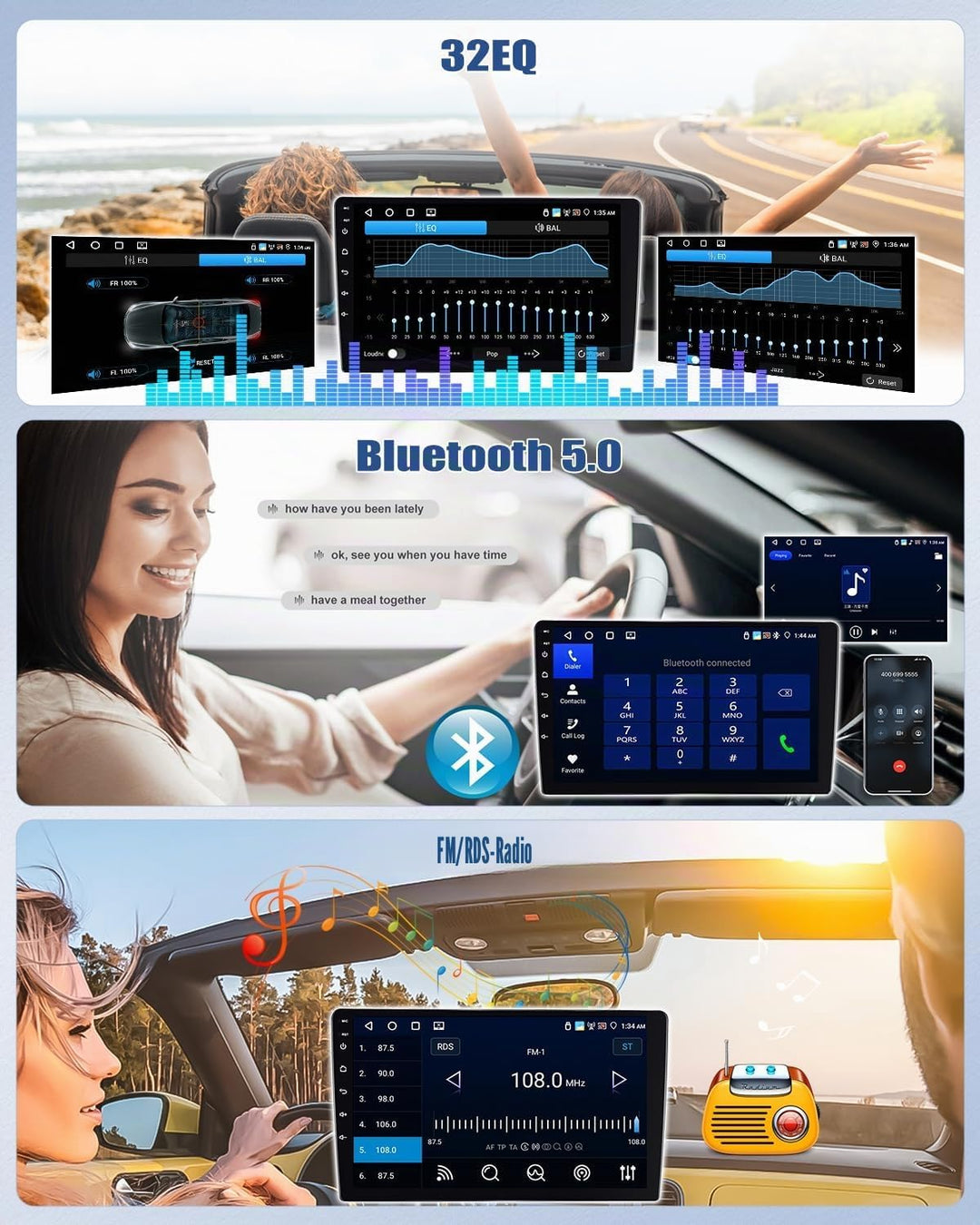 CAMECHO 4G+64G Android 15 Autoradio für Kia Sportage 3 III SL 2010-2016 mit Navi Carplay Android Aut