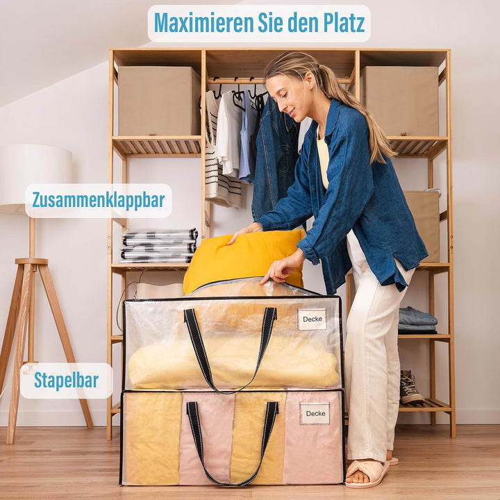 VENO 10er-Pack Umzugstaschen XXL (87 Liter) Aufbewahrungstasche mit Starken Griffen &amp; Reissverschlus