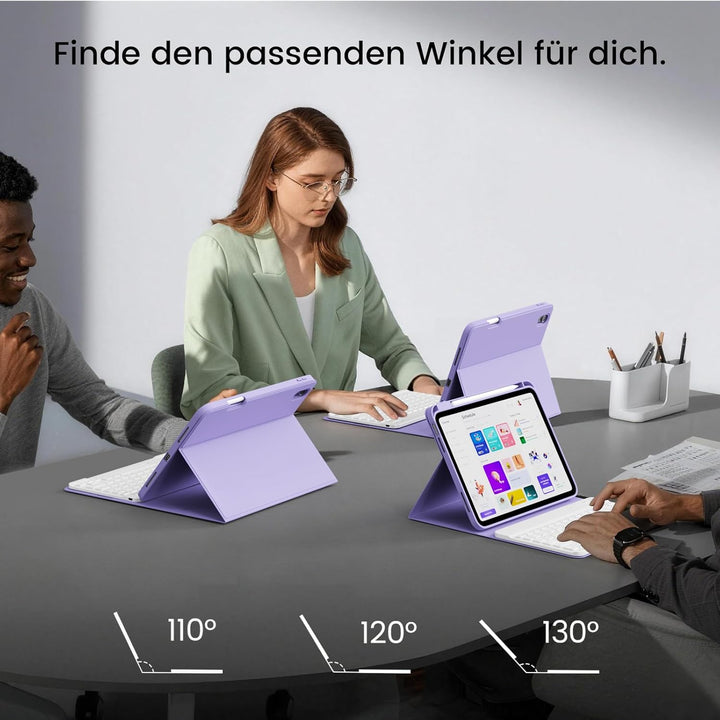 Hülle mit Tastatur für iPad (A16) 11/10 Generation 11/10,9 Zoll 2025/2022, Abnehmbare Kabellose Blue