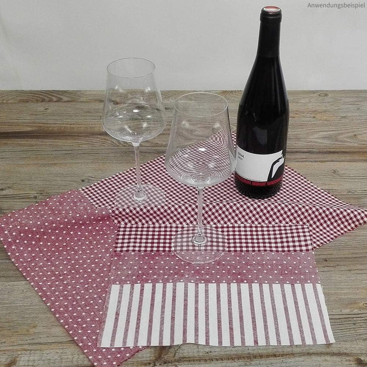 Brotkorb Stoff LINA 20x20 cm - Eckiger Brötchenkorb in beige mit Herzen & kariert - Nachhaltig aus 1