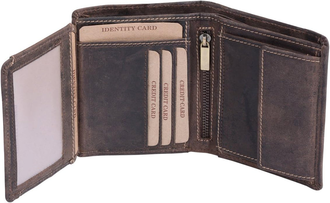 LEAS Herren Geldbeutel natur mit Geschenkbox Echt-Leder, dunkelbraun Vintage-Collection