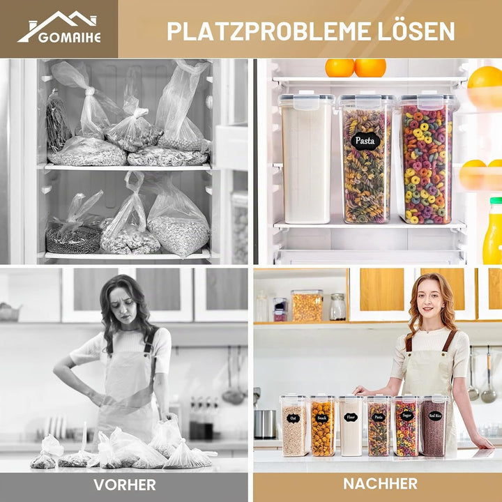 GoMaihe 4L Vorratsdosen 6 Set, Aufbewahrungsbox Küche Luftdicht Behälter aus Plastik Mit Deckel, Vor