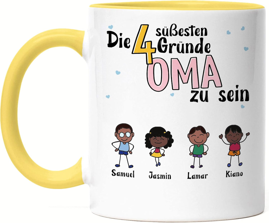 Oma Tasse Gelb Geburtstag Personalisiert für Oma Enkel Enkelin Baby Geschenk Kinder Oma Geschenk Mut