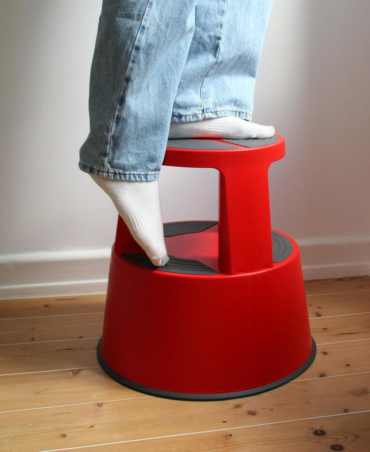 WEDO Rollhocker Super Step – robuster Tritthocker aus bruchfestem Kunststoff, TÜV/GS-geprüft nach EU