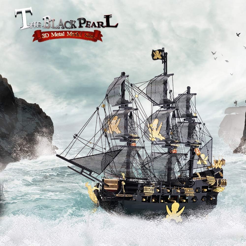 Piececool 3D Puzzle Metall Piratenschiff Black Pearl, 3D Metal Puzzle Segelboot Schiffsset, Modell S