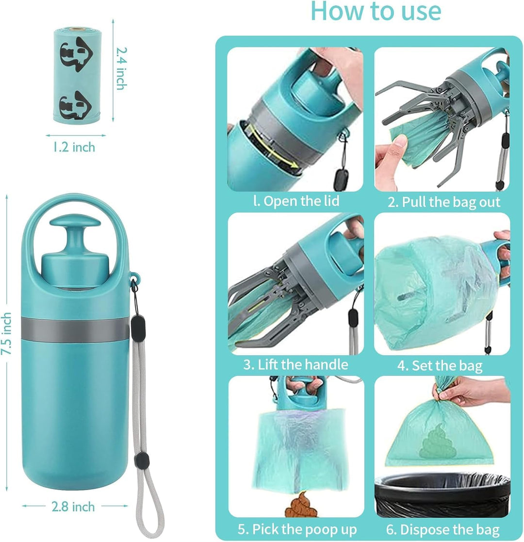 Qcwwy Dog Pooper Scooper, Dog Claw Poop Scooper Zero Portable Pet Poop Scooper mit Taschenspender Do