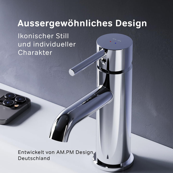 Wasserhahn Bad, Waschtischarmatur Chrom, Badarmatur aus Messing, Waschbecken Armatur Badezimmer, Ein