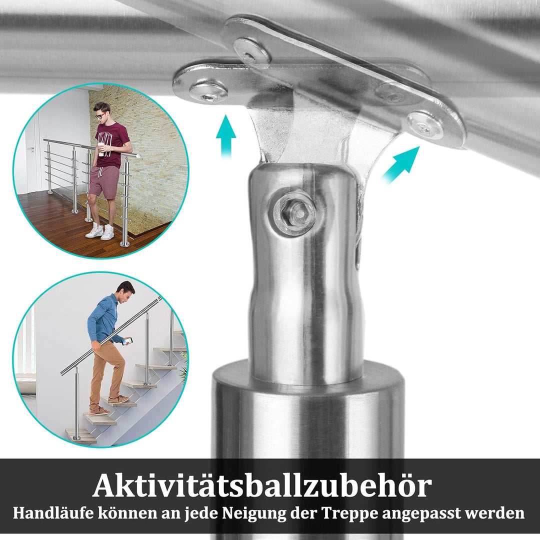 FIVMEN Edelstahl Treppengeländer Aussen 120cm Handlauf Geländer Brüstung mit 2 Pfosten Bausatz Trepp