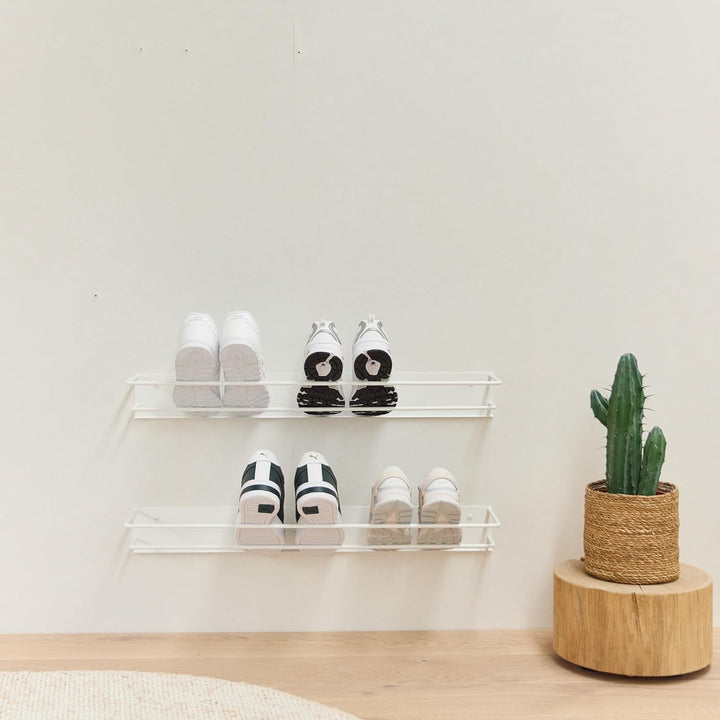 Elegantes Schuhregal Metall (Verkehrsweiss 2er Set) „INN“ – Moderne Schuhaufbewahrung Schuhablage im