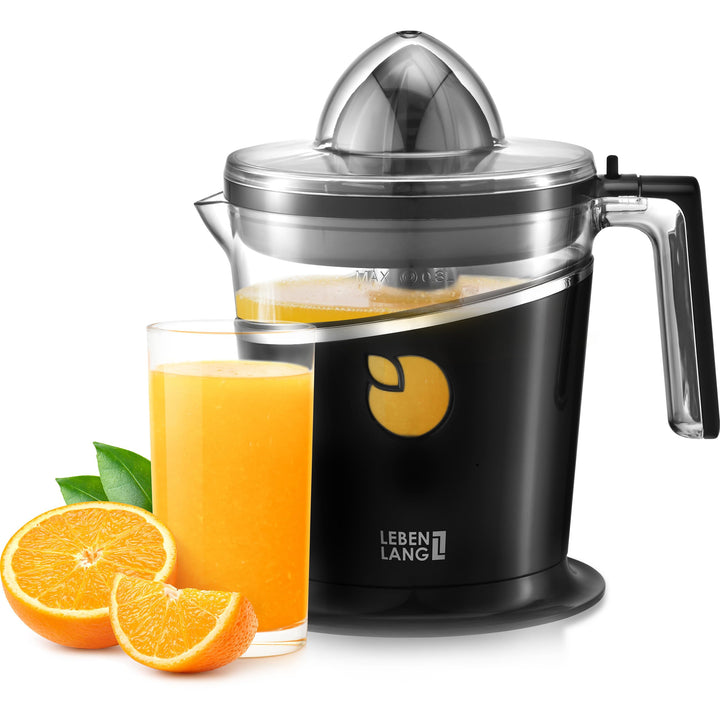 LEBENLANG Saftpresse elektrisch 800ml & Verstellbares Sieb - Orangenpresse, Zitruspresse, Zitronenpr