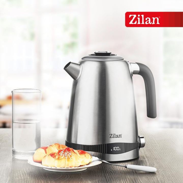 Zilan Digitaler Wasserkocher Edelstahl 1,7 lt Trockenkochschutz Temperaturregelfunktion Warmhaltefun