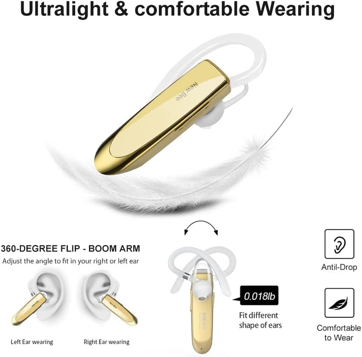 New Bee Bluetooth Headset Wireless Freisprech Telefon Bluetooth-Headset mit Mikrofon für iPhone Sams