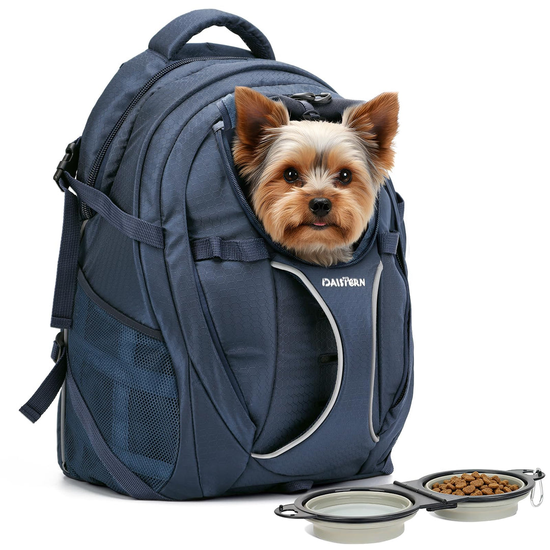 Hunderucksack Wandern bis 8KG, Ergonomischer Katzenrucksack mit Laptopfach &amp; Bequemes Sitzkissen, be