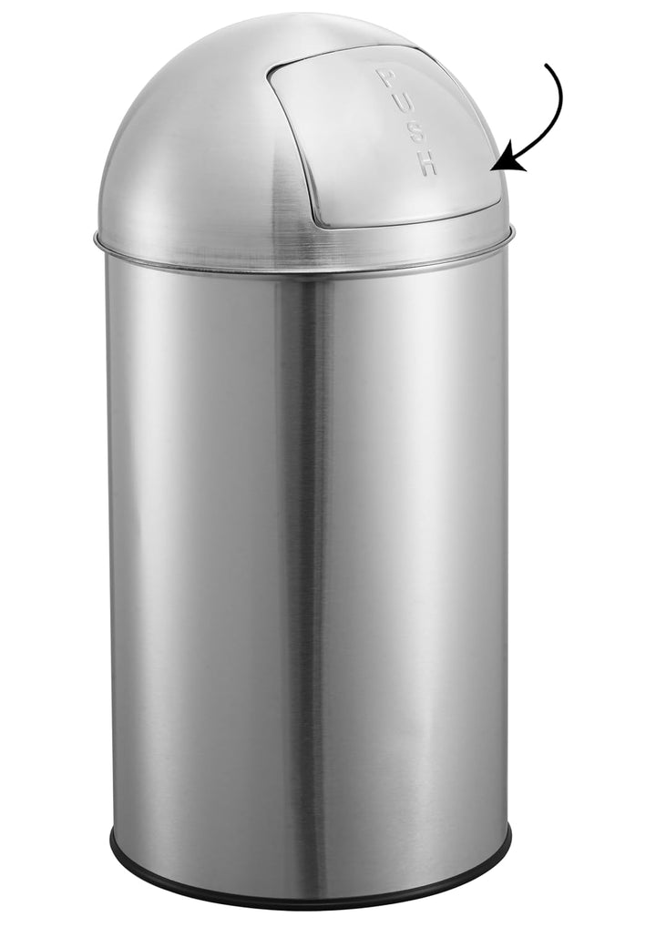 aro Push-Abfalleimer, rund, 40 L, Edelstahl, mit 1 Inneneimer, ideal für Büro