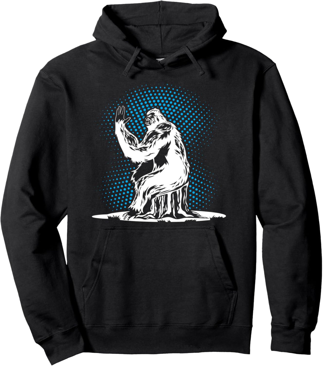 Bigfoot Silhouette Live Prosper Handzeichen Nerd Pullover Hoodie
