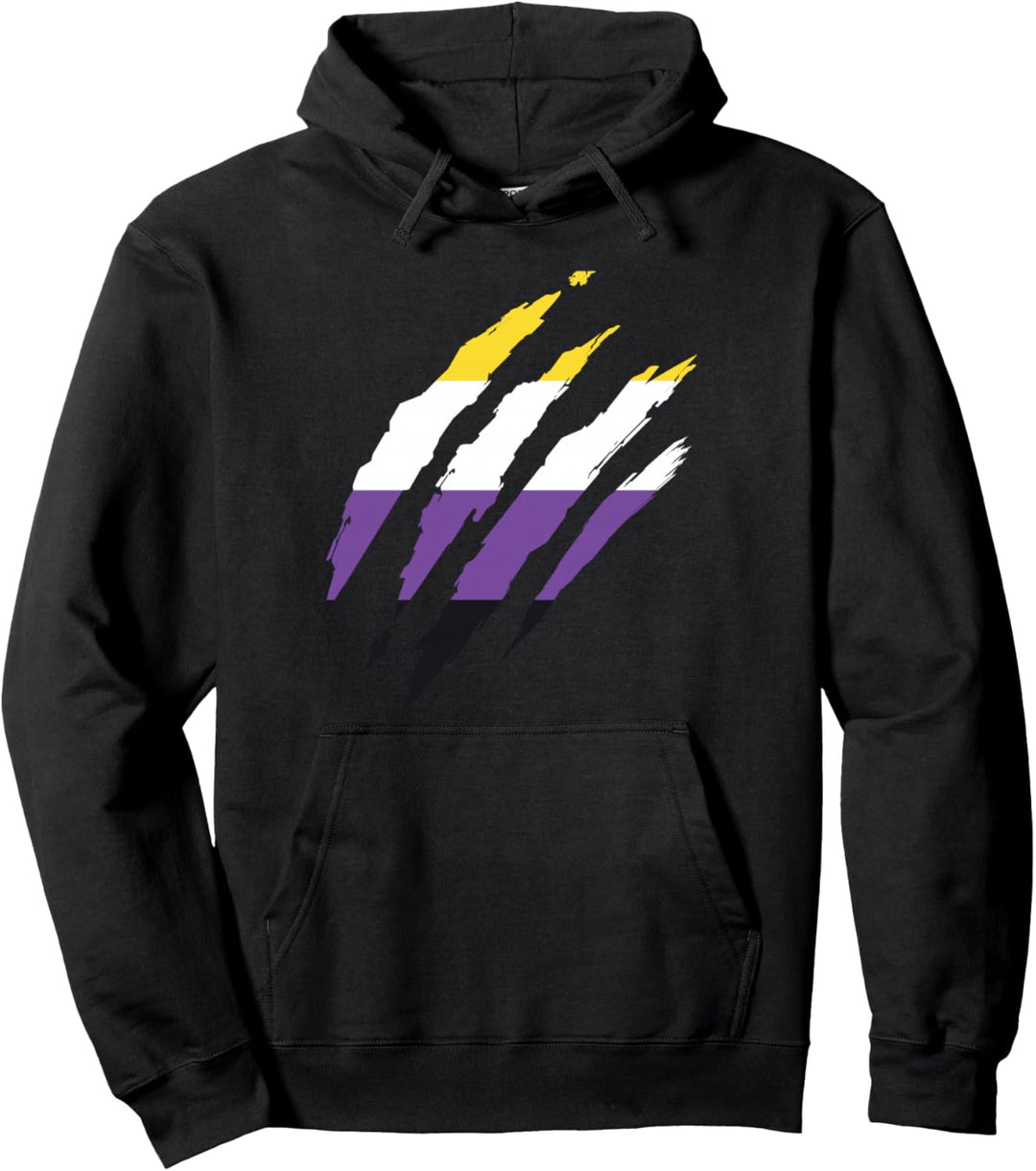 Non Binary Pride Flagge, Katzenkratzer, nicht binäre Flagge Pullover Hoodie
