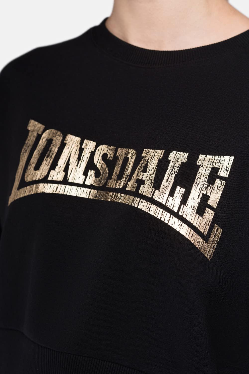 Lonsdale Damen Culbokie Sweatshirt M Kurz Black/Gold, M Kurz Black/Gold